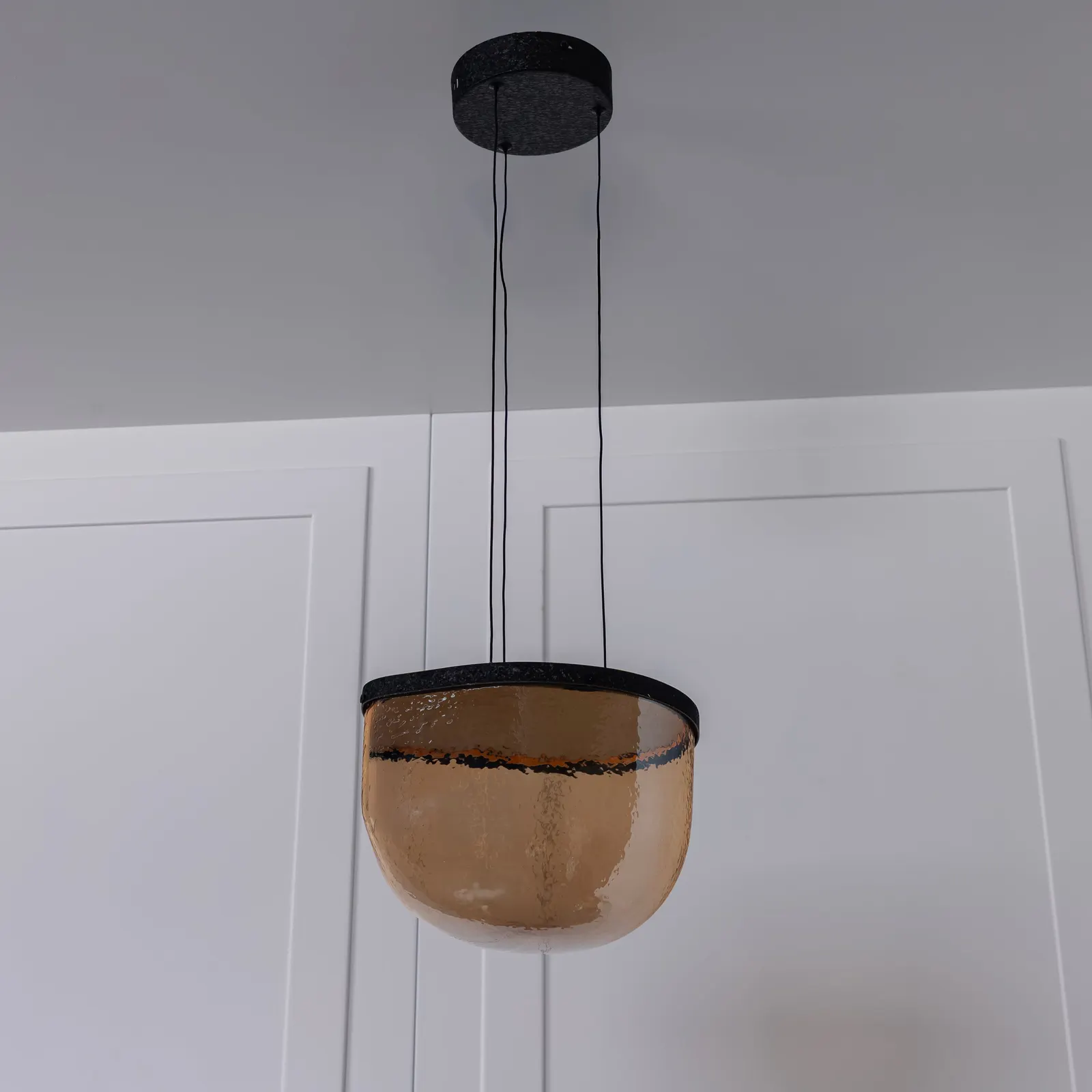 Gambia Bal Cam Siyah Sarkıt Avize 26 cm