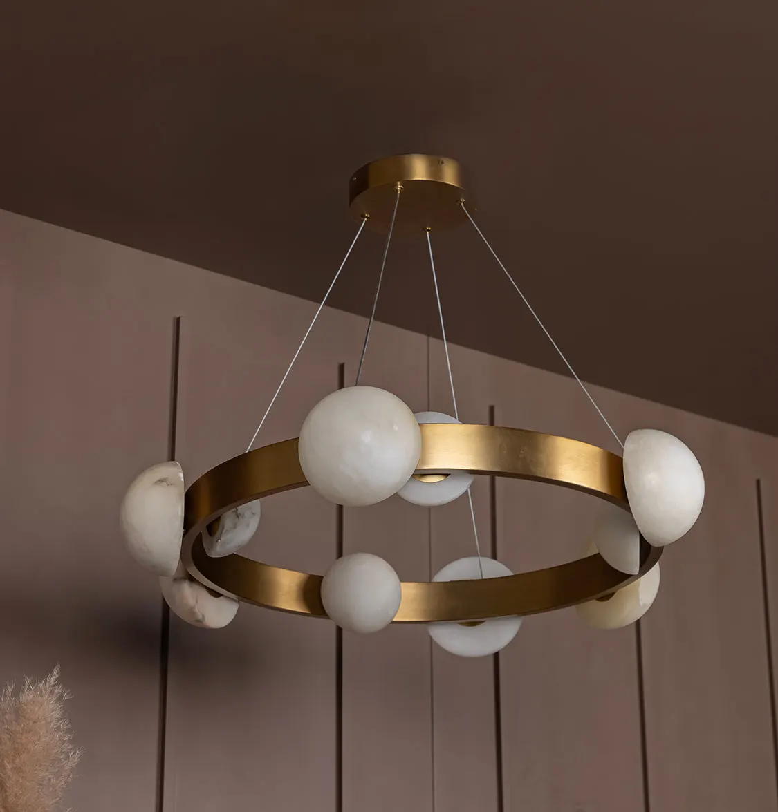 Hartum Mermer Eskitme Salon Avize 80 cm