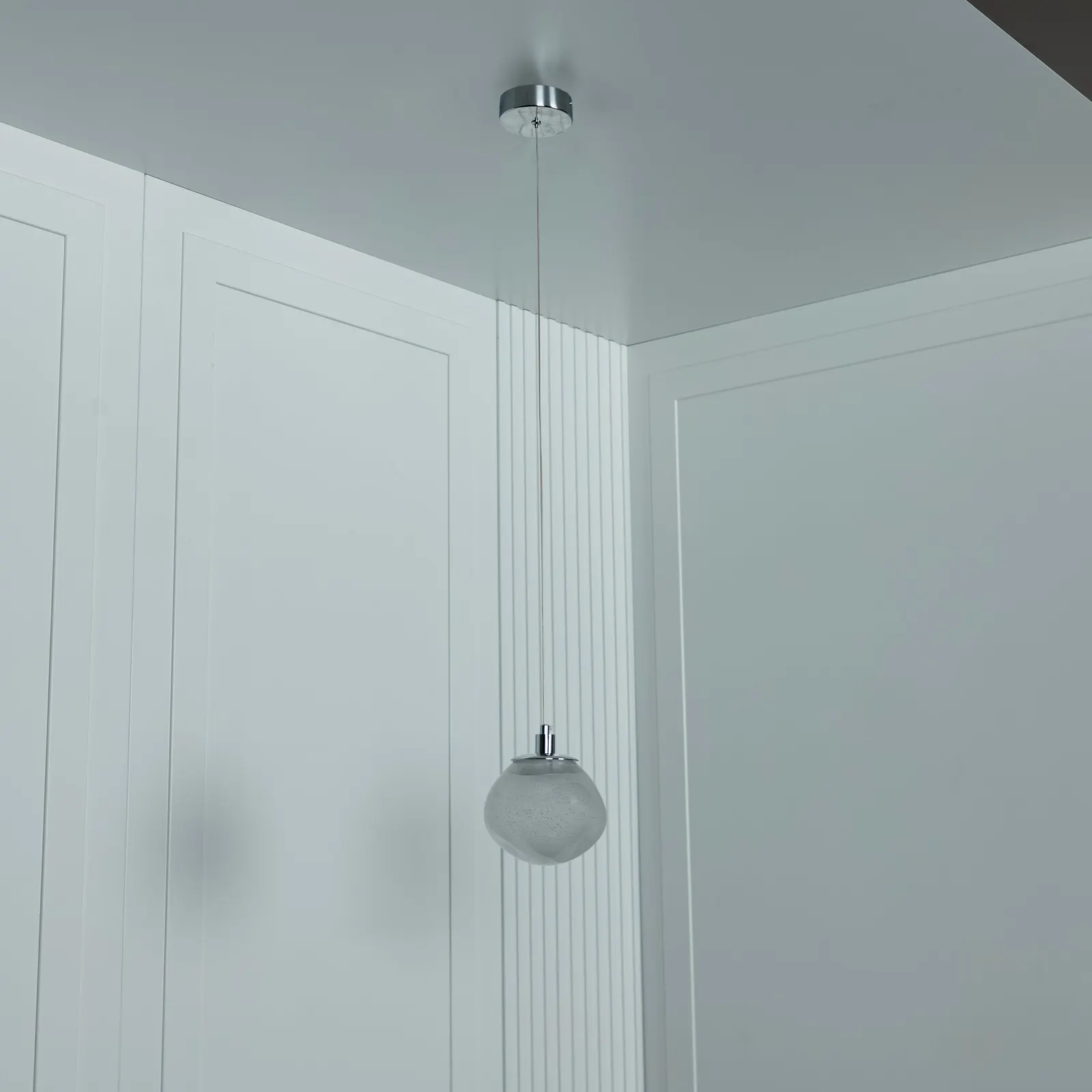 Kopenhag Kabarcıklı Soft Cam Krom Sarkıt Avize