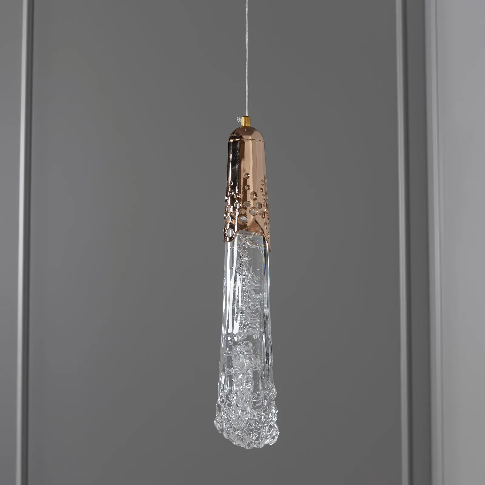 Nairobi Tekli Kristal Gold Sarkıt Avize 40 cm