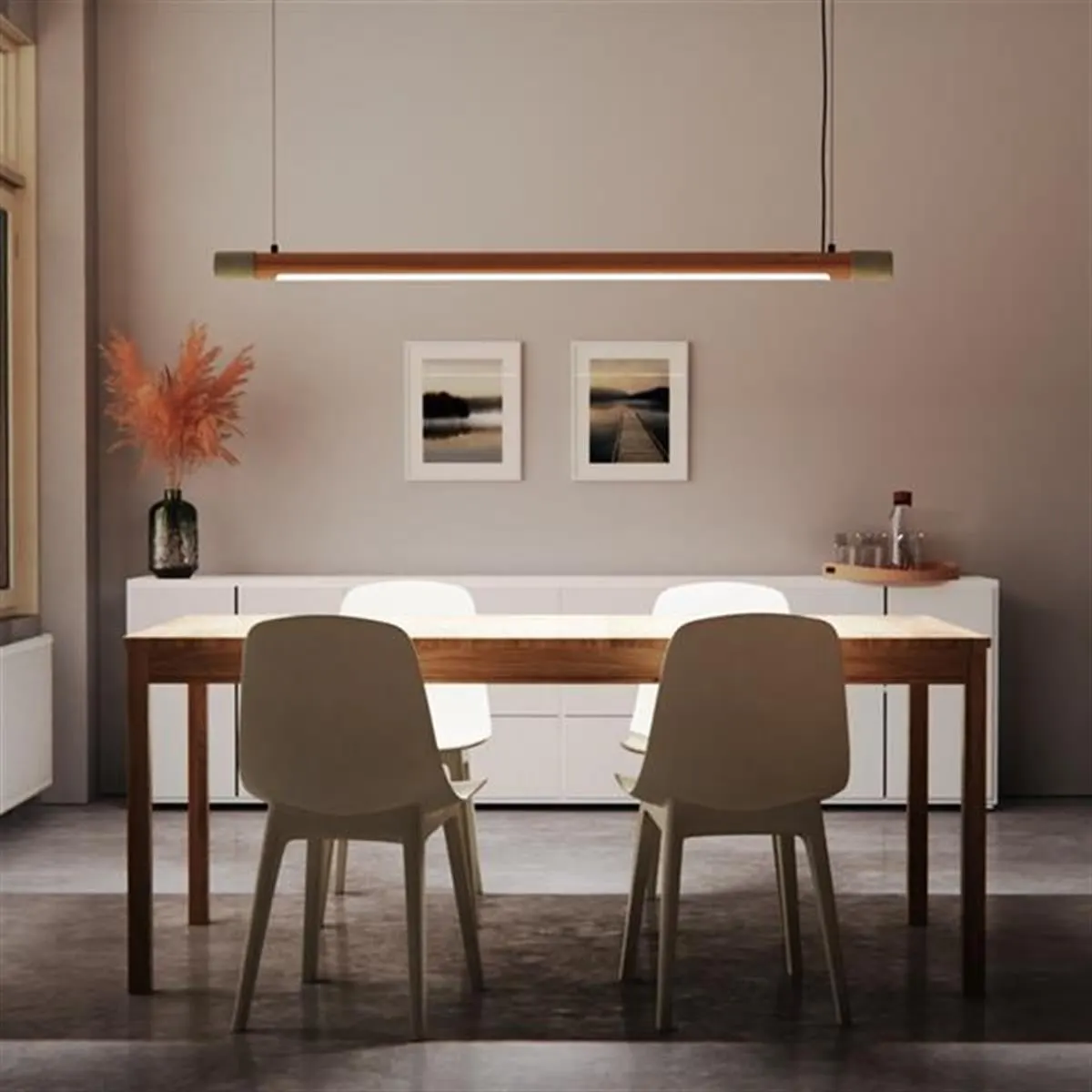 Tochi Linear Ahşap Beton Sarkıt Avize 180 cm